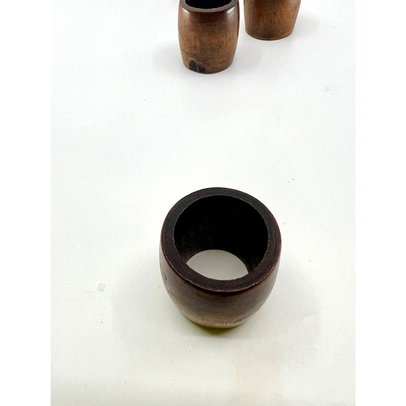 Lot Of 4 Vintage Mid Century Modern MCM Teakwood ? Napkin Rings - Picture 3 of 5